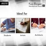 Brustro Kuro Precision Mechanical Pencil | Tip Size - 0.9mm With 20 - HB and 20 - 2B leads , 3 Eraser Refills - Image 4