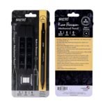 Brustro Kuro Precision Mechanical Pencil |Tip Size- 2mm With 6- HB and 6- 2B Leads , Built-in-Sharpener, 3 Eraser Refill