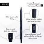 Brustro Kuro Precision Mechanical Pencil |Tip Size- 2mm With 6- HB and 6- 2B Leads , Built-in-Sharpener, 3 Eraser Refill - Image 3