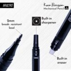 Brustro Kuro Precision Mechanical Pencil |Tip Size- 2mm With 6- HB and 6- 2B Leads , Built-in-Sharpener, 3 Eraser Refill - Image 4
