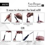 Brustro Kuro Precision Mechanical Pencil |Tip Size- 2mm With 6- HB and 6- 2B Leads , Built-in-Sharpener, 3 Eraser Refill - Image 5