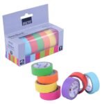 BRUSTRO Neon Burst Washi Tapes | Set of 7 | 15 mm x 5 mtrs | Low Tack Adhesive