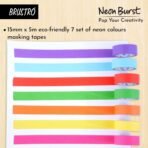 BRUSTRO Neon Burst Washi Tapes | Set of 7 | 15 mm x 5 mtrs | Low Tack Adhesive - Image 4