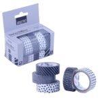 BRUSTRO Timeless Patterns Washi Tapes | Set of 5 | 15 mm x 5 mtrs | Low Tack Adhesive