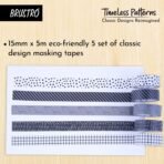 BRUSTRO Timeless Patterns Washi Tapes | Set of 5 | 15 mm x 5 mtrs | Low Tack Adhesive - Image 4