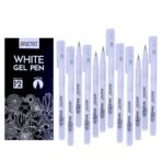 BRUSTRO White Gel Pen Pack of 12. (1MM tip)