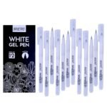 BRUSTRO White Gel Pen Pack of 12. (1MM tip)