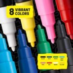Uni-ball Posca 3M 0.9-1.3mm Bullet Shaped Markers | Multicolour Ink | Pack Of 8 - Image 2