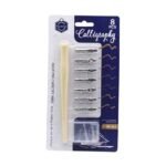 Keep Smiling Calligraphy Nib Set – 8 Pieces, 7 Nibs, Lacquered Wooden Handle