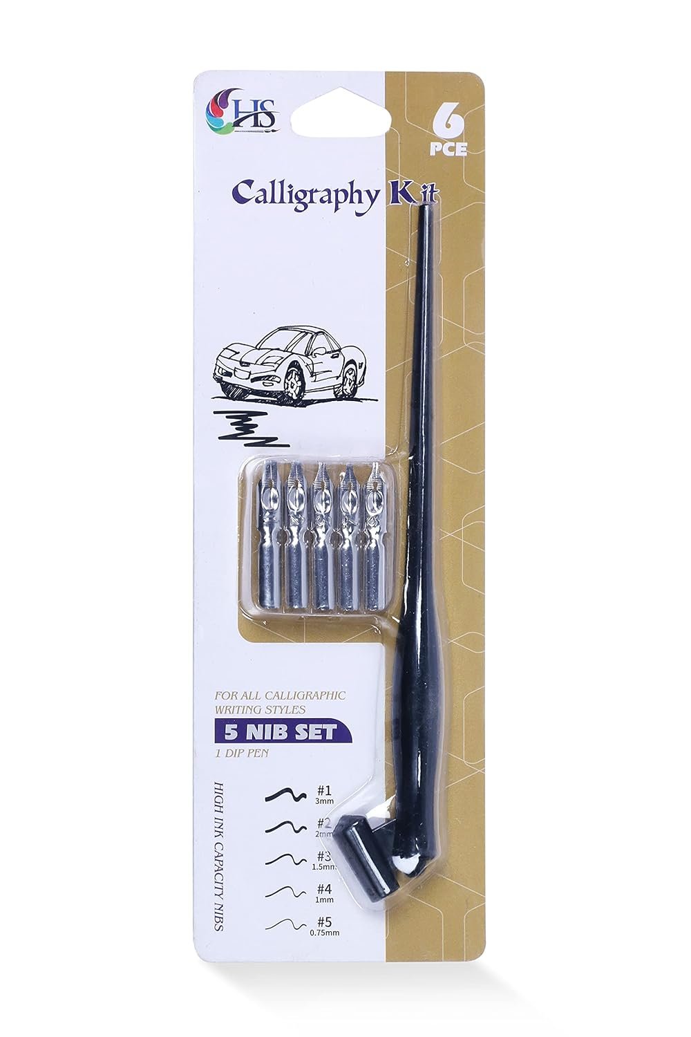 86 HS Calligraphy Oblique Nibs and Holder, (calligraphy kit) - Image 1