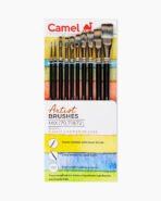 Camel  Artist Long Handle Brushes Assorted pack of 10 brushes, Round - Series70, Flat - Series71 & Filbert - Series 72