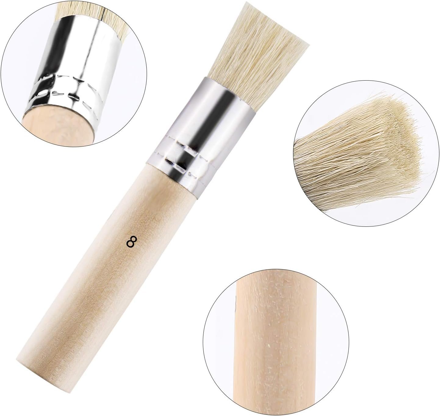 96 KeepSmiling Wooden Stencil Brush Pure Natural Bristle, no.8, (single brush) - Image 1