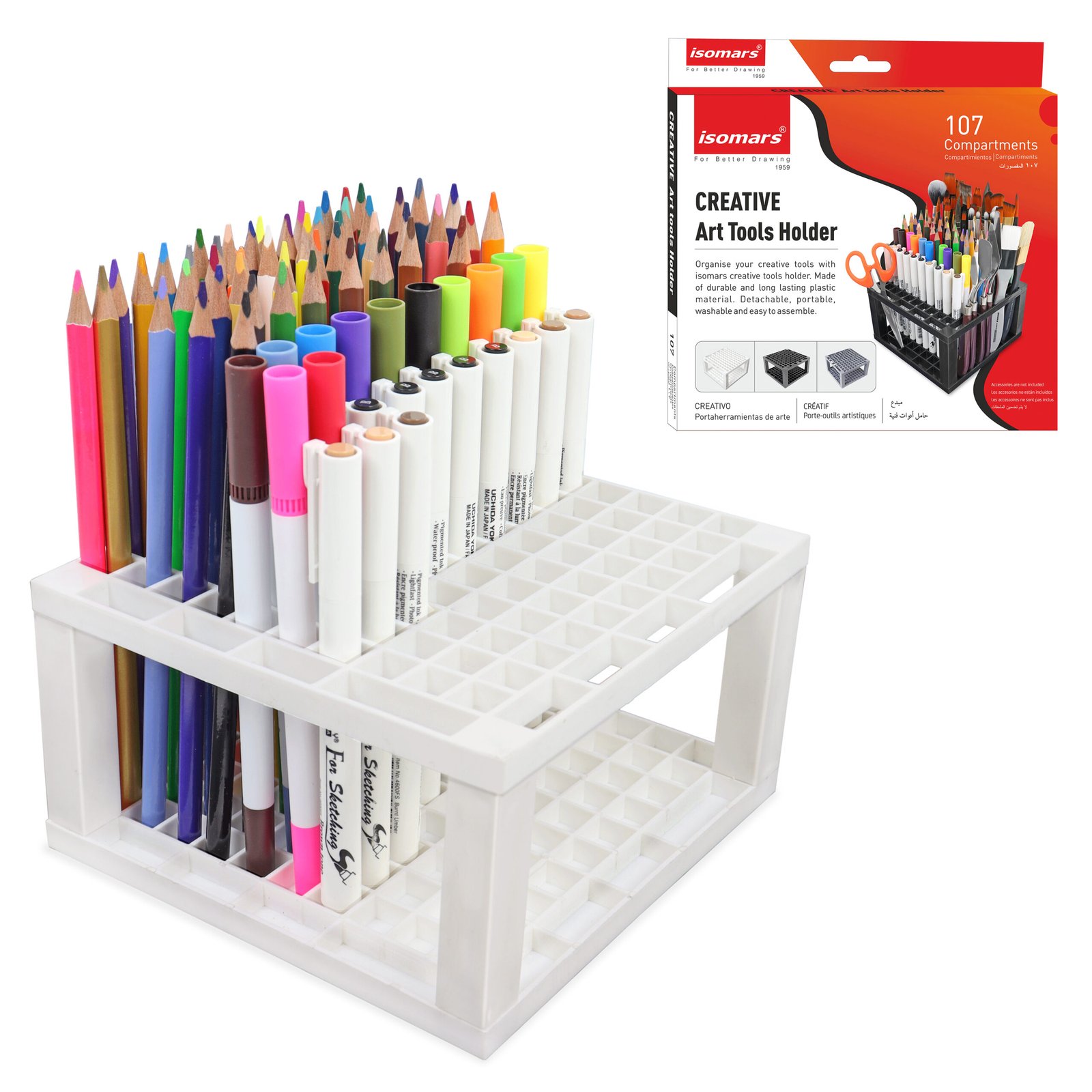 ATH-White-A Isomars Creative Art Tools Holder, White - Image 1