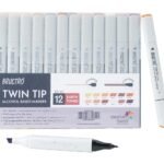 BRUSTRO Twin Tip Alcohol Based Marker Sets Earth Tone (12)