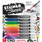 Sharpie Stained Fabric Markers, Brush Tip, Assorted Colors pack of 8