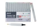 BRUSTRO Twin Tip Alcohol Based Marker Set of 24 (C) Broad 1-7mm chisel tip, Fine 0.7mm bullet tip