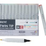 BRUSTRO Twin Tip Alcohol Based Marker Set of 24 (C) Broad 1-7mm chisel tip, Fine 0.7mm bullet tip
