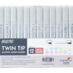BRUSTRO Twin Tip Alcohol Based Marker Set of 12 - Pastel Tones