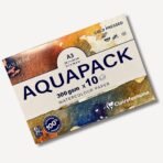 Clairefontaine Goldline AQUAPACK Watercolor Paper Medium FINE Grain, 300GSM-A3, 10 Sheets