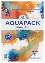 Clairefontaine Goldline AQUAPACK Watercolor Paper Medium FINE Grain, 300GSM-A2, 5 Sheets