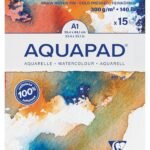 Clairefontaine Goldline AQUAPAD Watercolor Paper Medium FINE Grain, 300GSM-A1, 15 Sheets