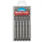 Artline Drawing System Technical Pens Pack of 6 | Black Colour - 0.1mm, 0.2mm, 0.3mm, 0.5mm, 0.05mm, 0.8mm Fine Tips