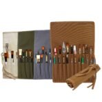 Isomars Brush Roll-Up Case 20 Pockets, 1pc , Available Colours : Natural, Green, Grey & Brown