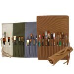 Isomars Brush Roll-Up Case 20 Pockets, 1pc , Available Colours : Natural, Green, Grey & Brown