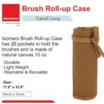 Isomars Brush Roll-Up Case 20 Pockets, 1pc , Available Colours : Natural, Green, Grey & Brown - Image 2