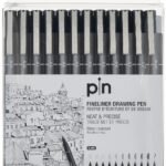 Uni-Ball Pin Fineliner Drawing Pen Set 12 Black