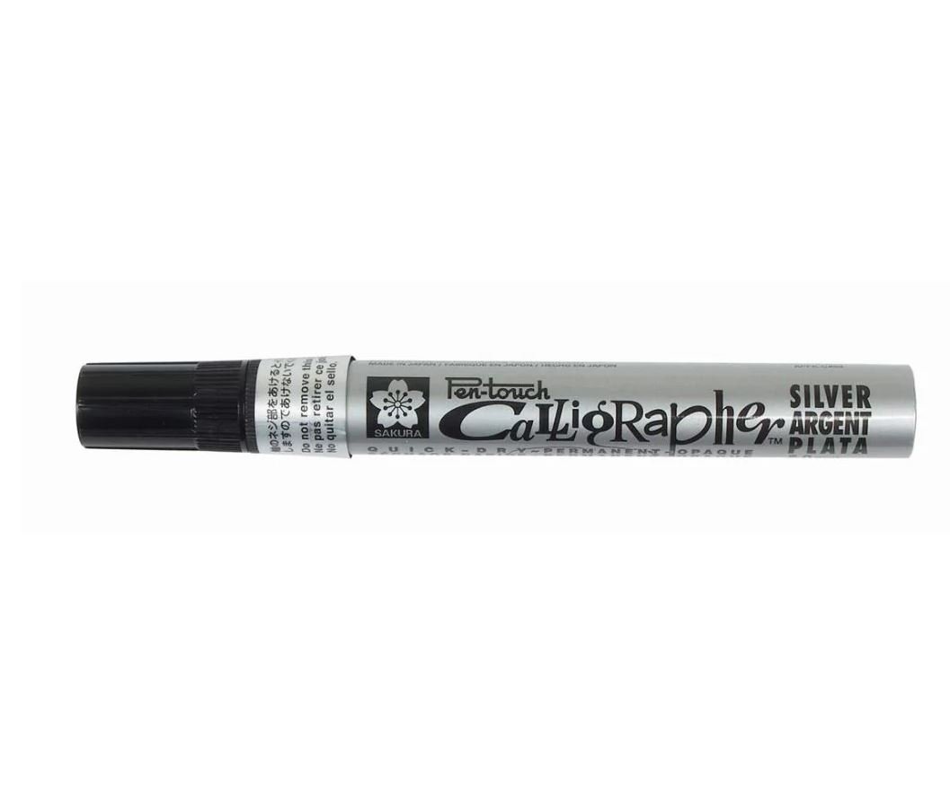00- Silver Calligrapher 5.0mm Sakura – Pen-Touch Calligrapher – Calligraphy Marker 5.0mm – Silver - Image 1