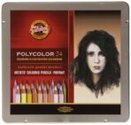 Koh-I-Noor Polycolor Artist's Coloured Pencils - Portrait - Set Of 24 In Tin Box