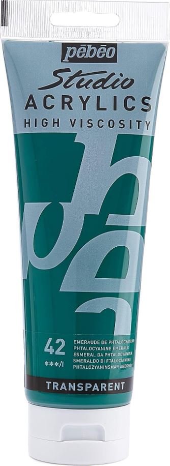 Studio Acrylics- Phthalo Emerald Pebeo Studio Acrylics 100-ML - Acrylic Paint -Phthalocyanine Emerald - Image 1